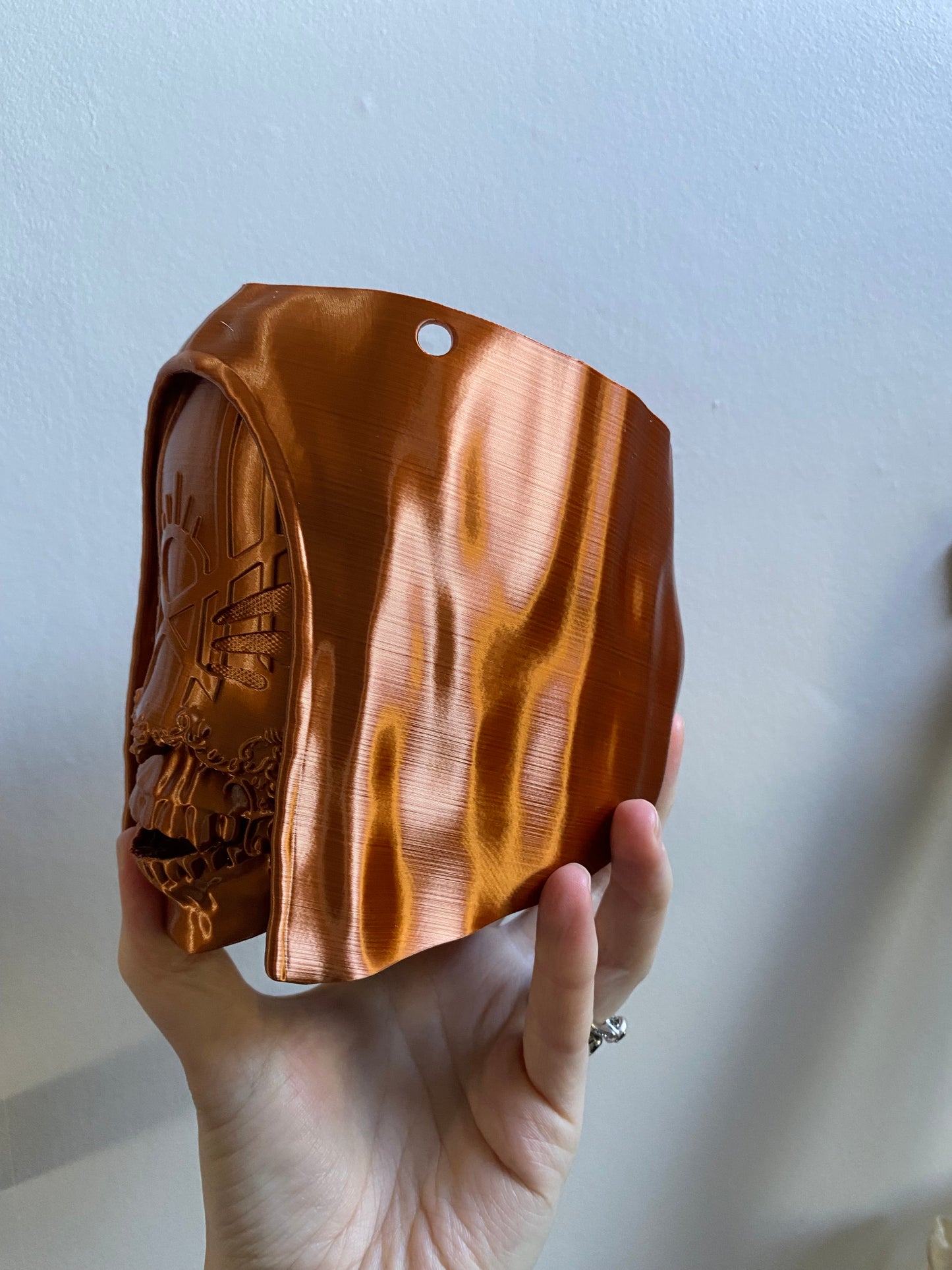 SECONDS #6017/#6018- COPPER VESSEL HANGING PLANTER - LINED / PITTED TEXTURE