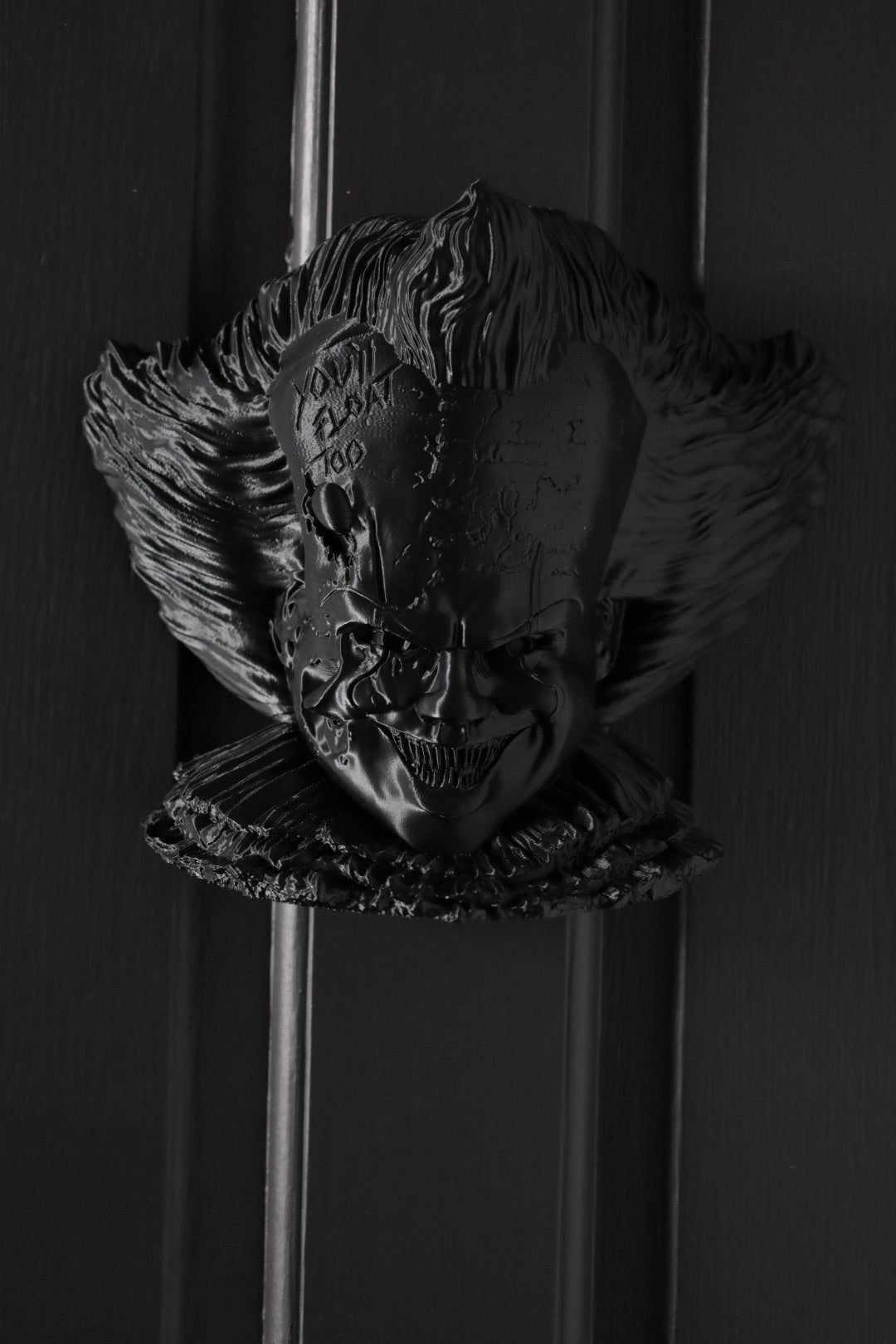 SECONDS #6008 - LARGE BLACK GOD OF DESTRUCTION WALL HANGING - LINE THROUGH FACE