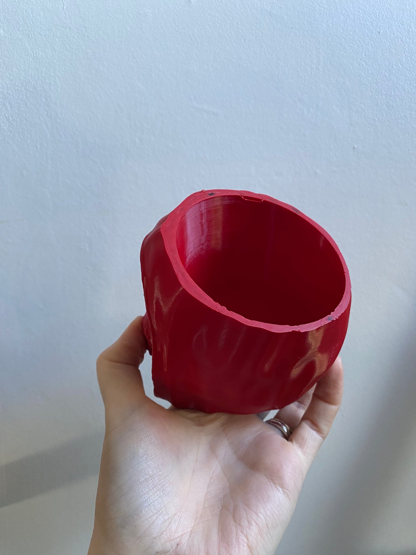 SECONDS #6011 - SMALL RED VESSEL DESK PLANTER - BLACK MARKS