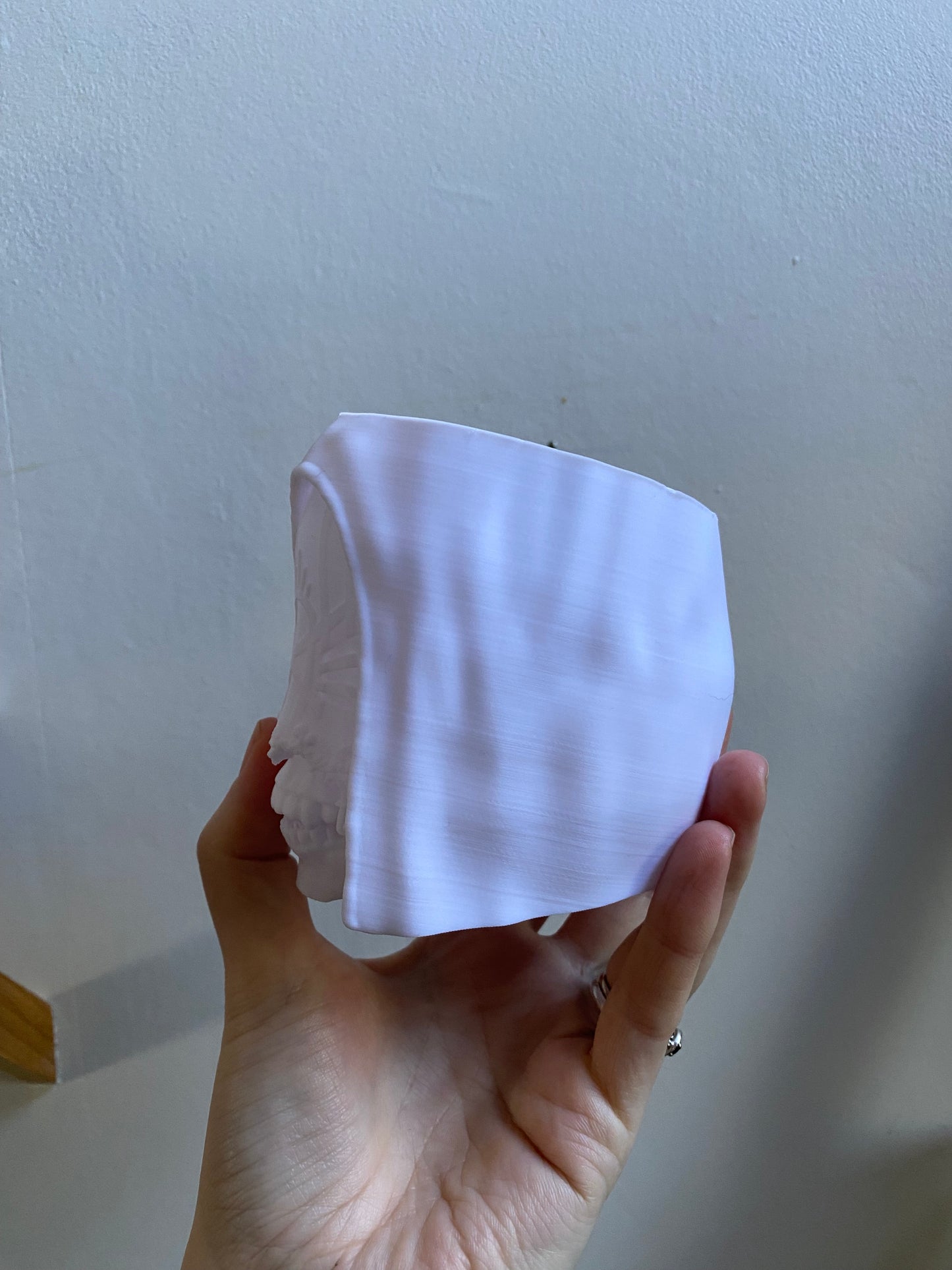 SECONDS #6015 - SMALL WHITE VESSEL DESK PLANTER - VARIOUS SMALL MARKS