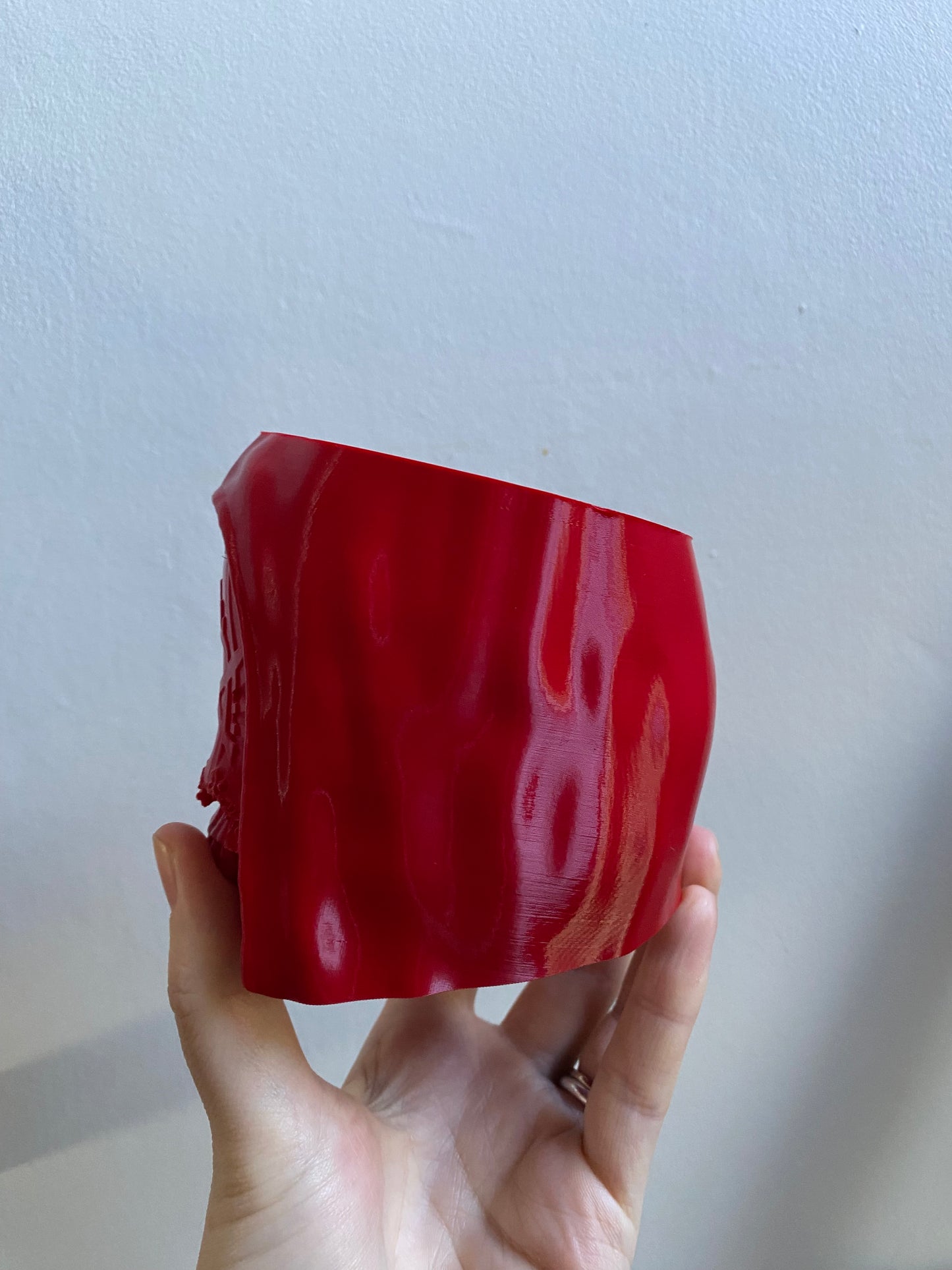 SECONDS #6011 - SMALL RED VESSEL DESK PLANTER - BLACK MARKS
