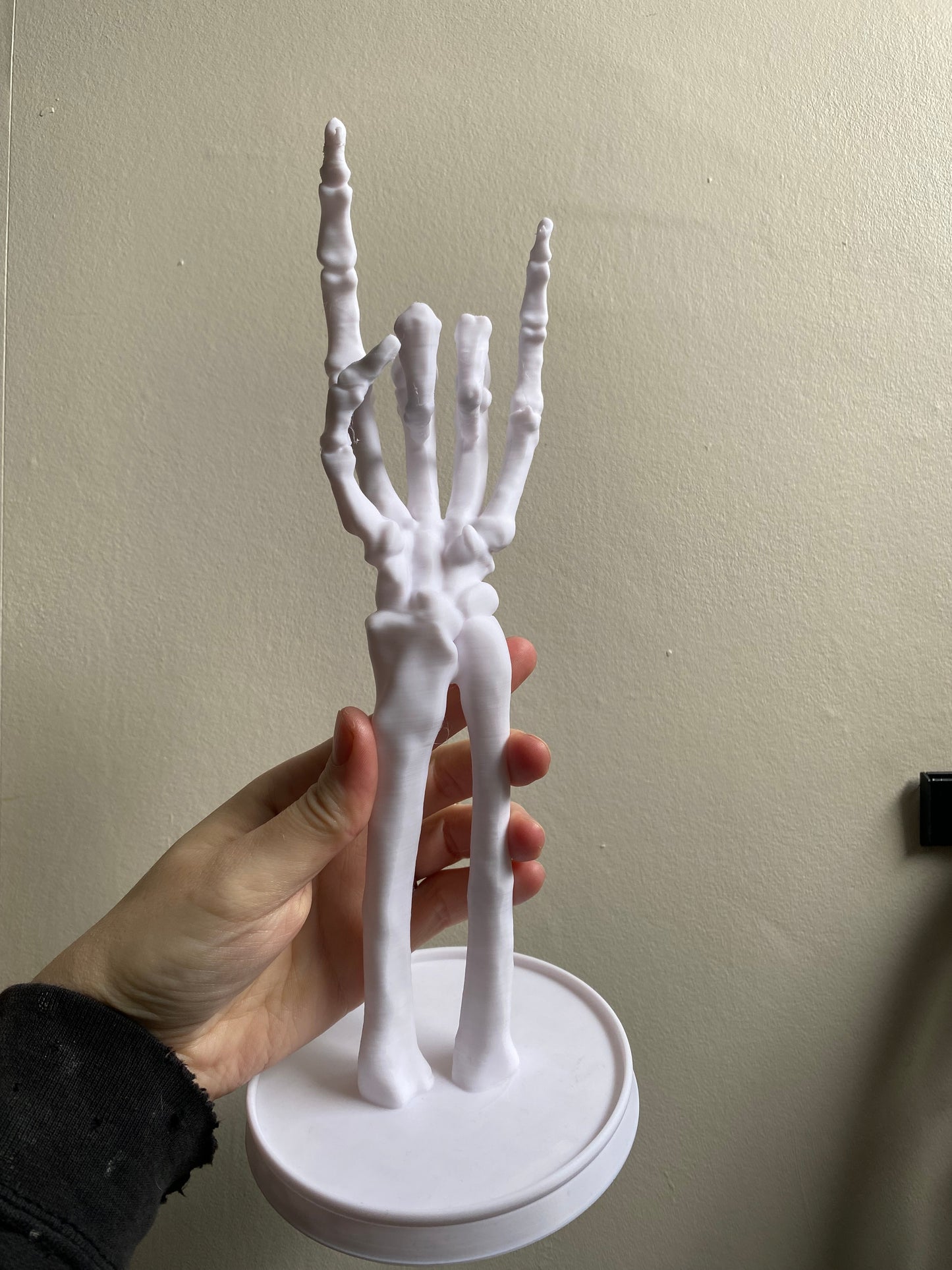 SECONDS #6319 - SKELETON HAND WHITE - SMALL MARKS & LINED TEXTURE