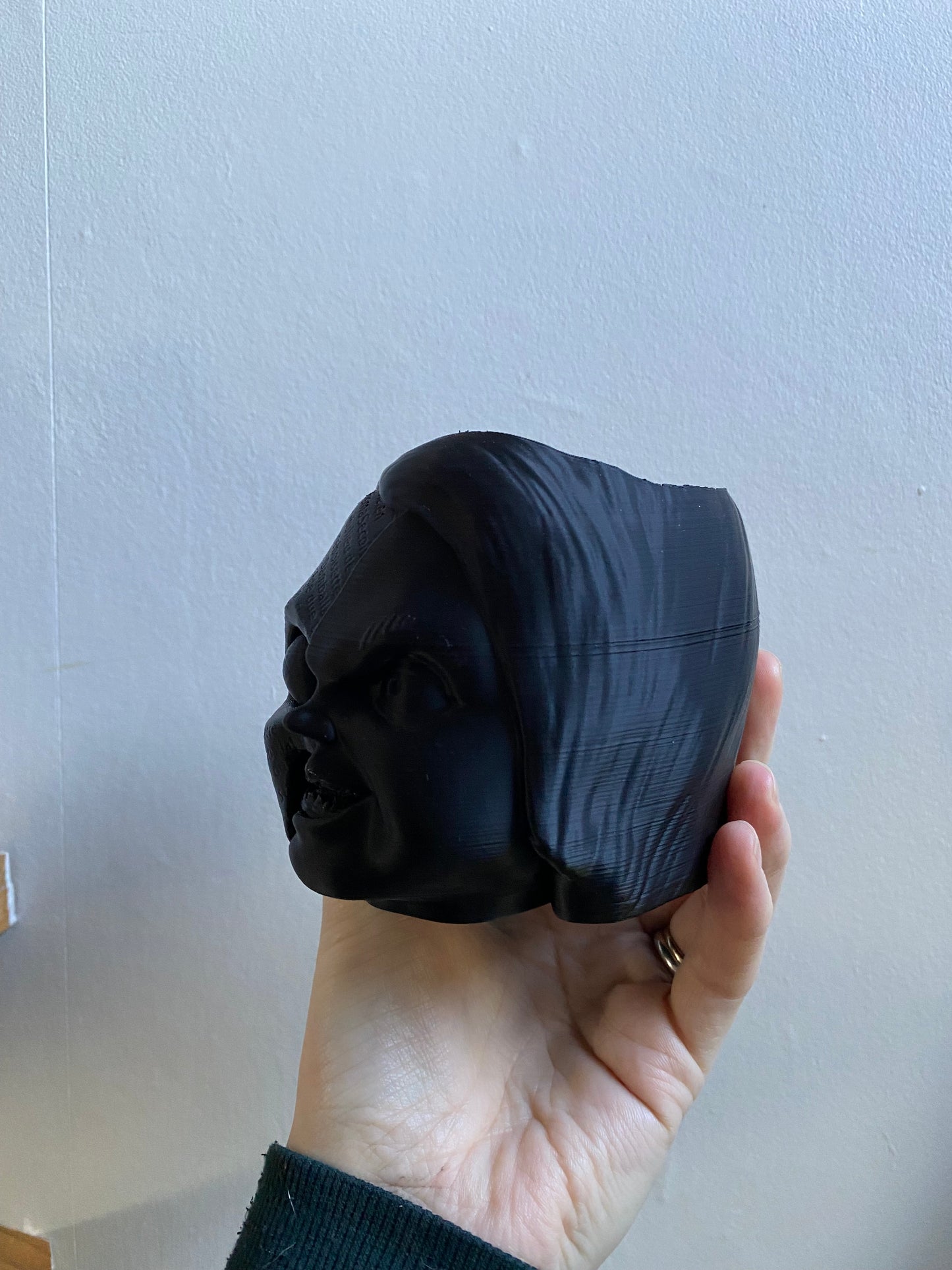 SECONDS #6033 - SMALL BLACK DAMBALLA DESK PLANTER - LINED TEXTURE