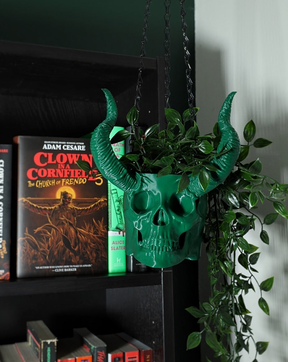 Horned Skull Hanging Planter