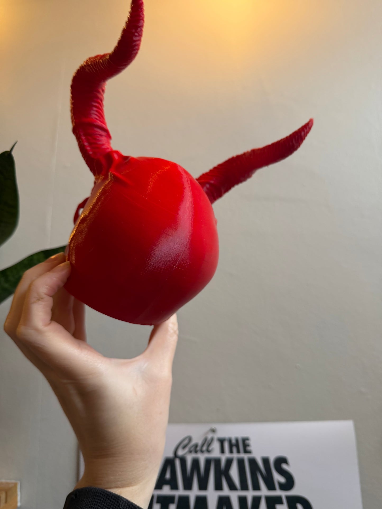 SECONDS #14 - RED HORNED GOD TREE TOPPER - LINED THROUGH THE FACE