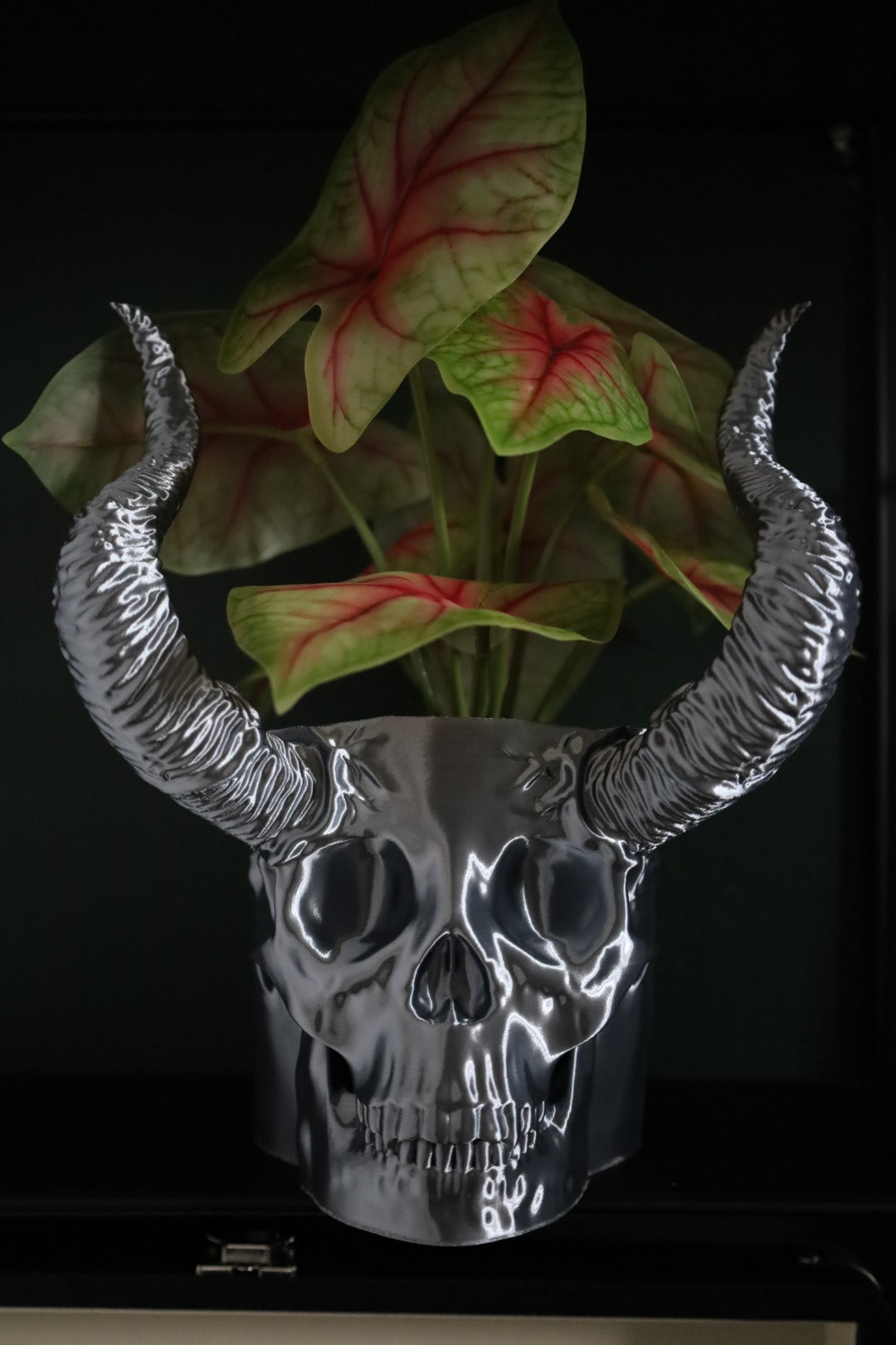 Horned Skull Desk Planter