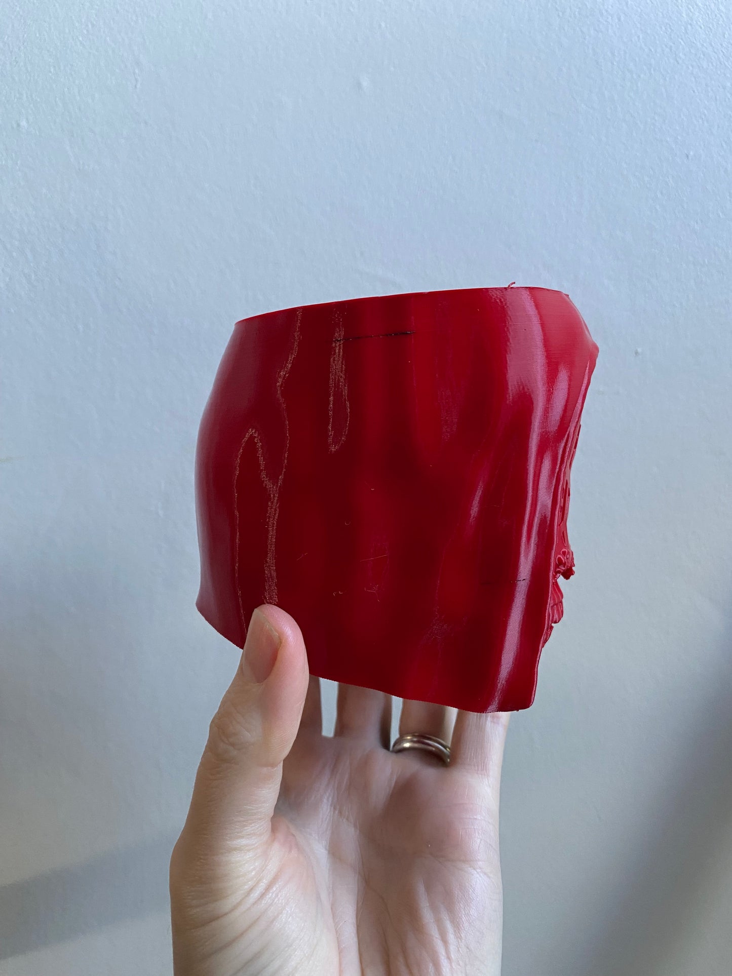 SECONDS #6011 - SMALL RED VESSEL DESK PLANTER - BLACK MARKS