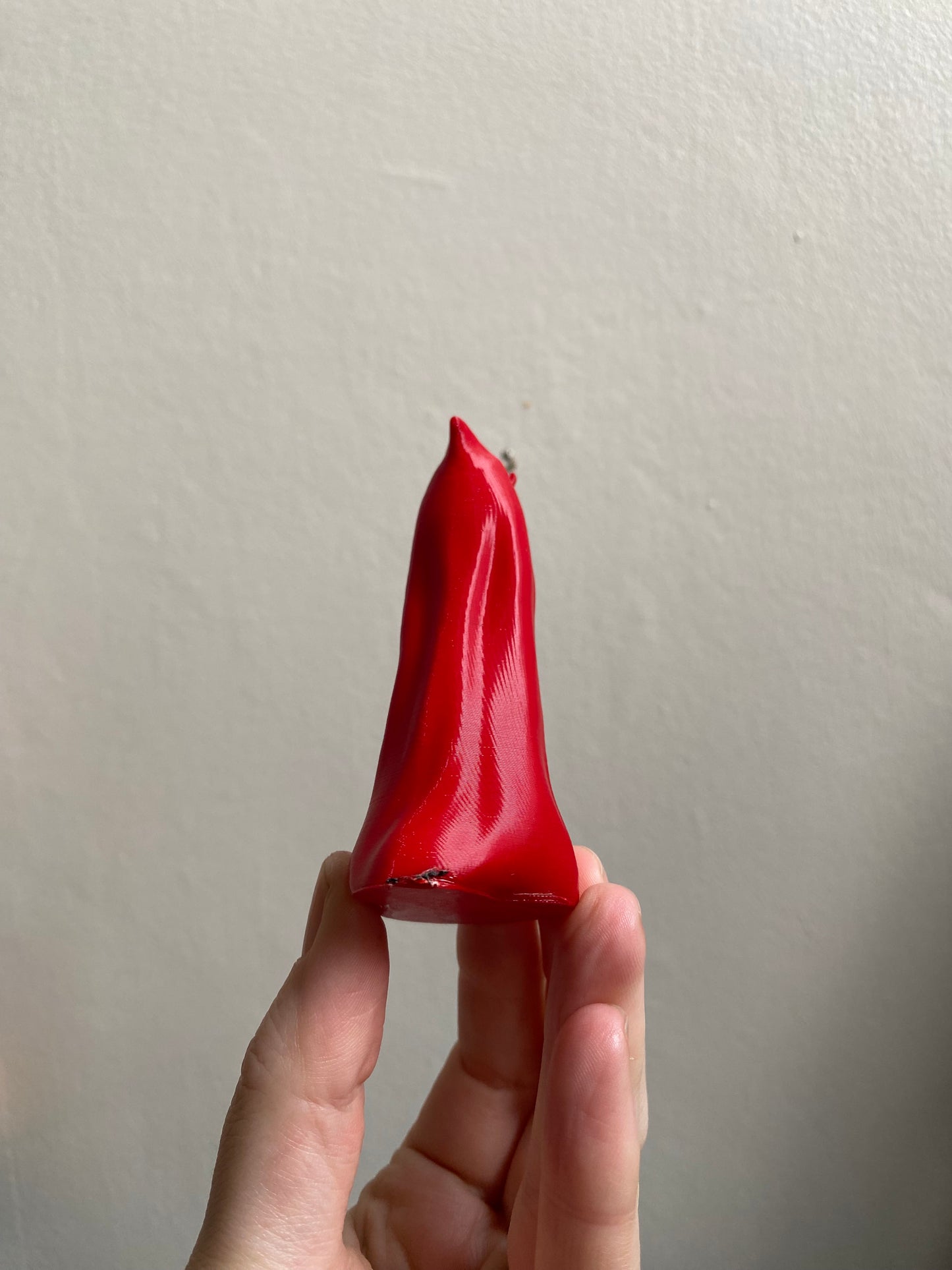 SECONDS #6320/#6321 - RED HORNED GHOST ORNAMENT - BLACK MARKS/PITTED