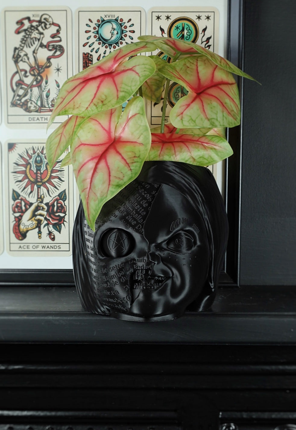 SECONDS #6033 - SMALL BLACK DAMBALLA DESK PLANTER - LINED TEXTURE