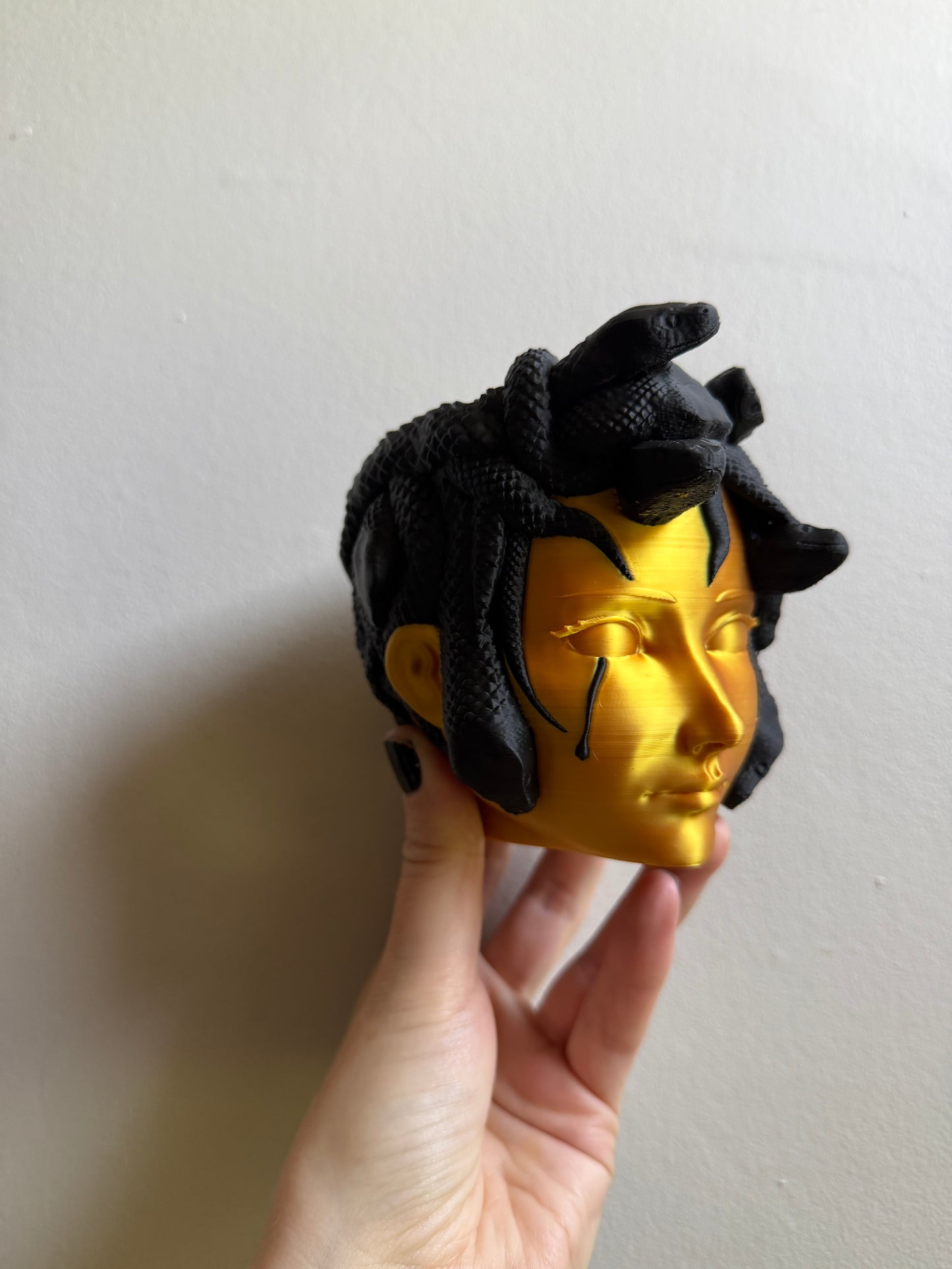 SECONDS #1 - Black/Gold Medusa Small Desk Planter