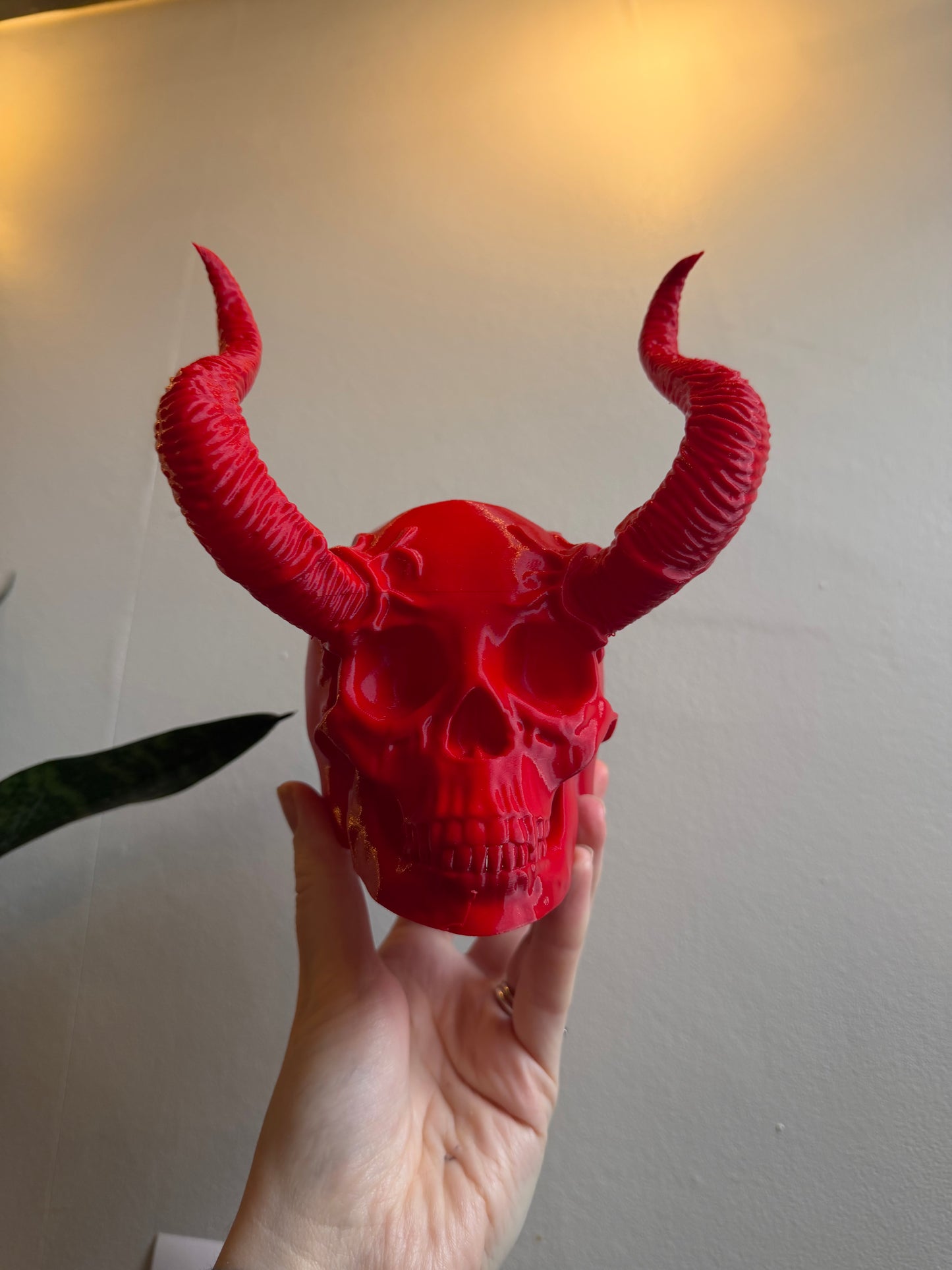SECONDS #14 - RED HORNED GOD TREE TOPPER - LINED THROUGH THE FACE