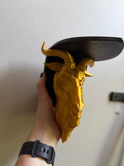 SECONDS #5 - Black/gold Baphomet Wall Shelf