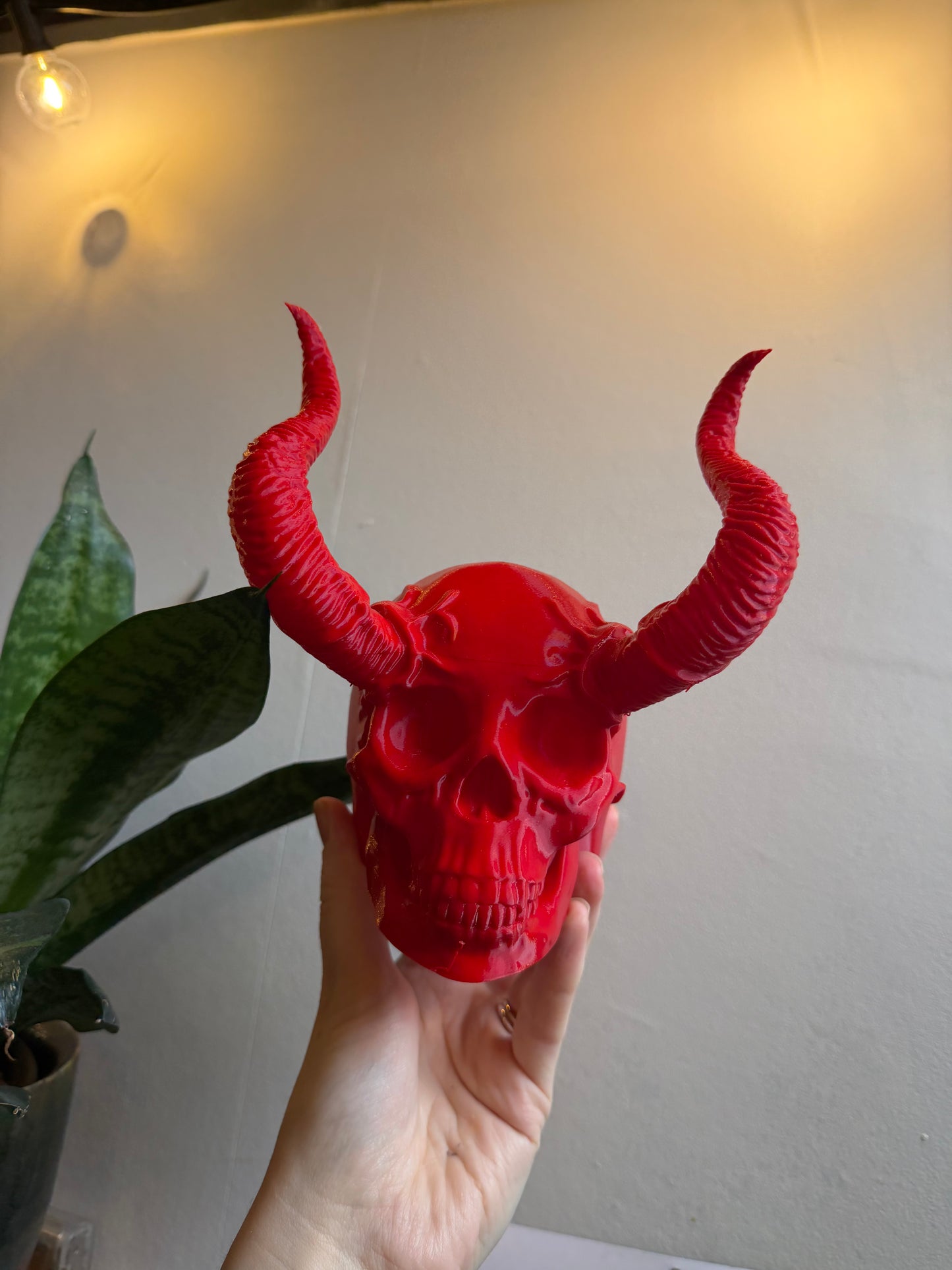 SECONDS #14 - RED HORNED GOD TREE TOPPER - LINED THROUGH THE FACE