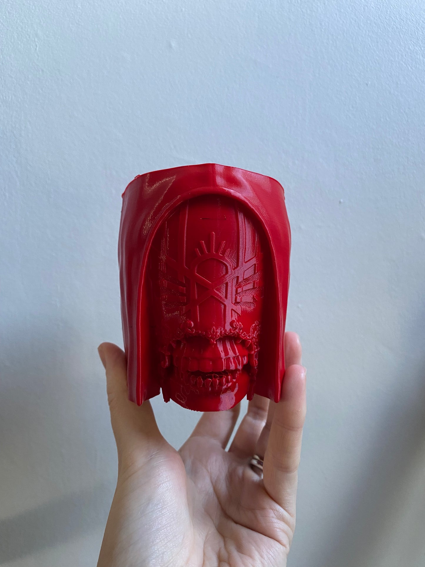 SECONDS #6011 - SMALL RED VESSEL DESK PLANTER - BLACK MARKS