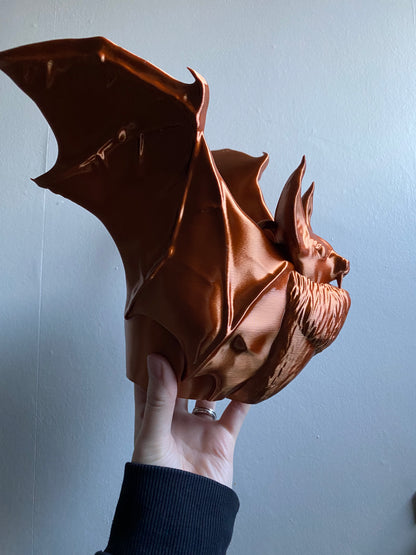 SECONDS #4631 - COPPER BAT HANGING PLANTER - MISSING RING FOR CHAIN SO CAN ONLY BE USED AS DESK PLANTER,LINED/ PITTED TEXTURE