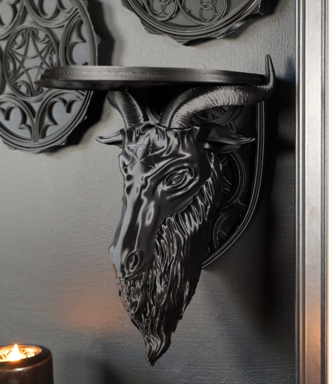 Baphomet gothic black gallery wall shelf for living room wall decor