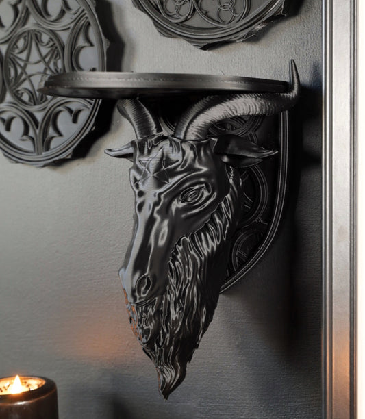 Baphomet gothic black gallery wall shelf for living room wall decor