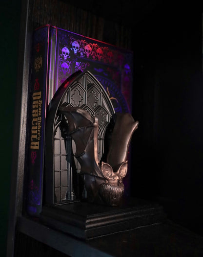 Bat bookend for your whimsigoth bedroom bookshelf 