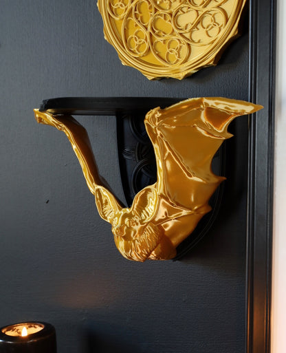 Black and gold gothic bat living room wall decor 