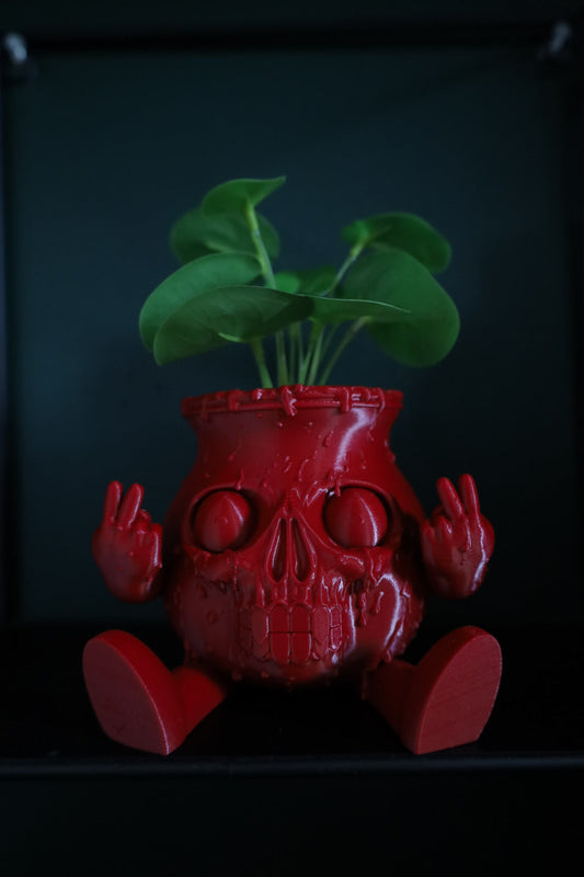 SECONDS #4004/#4500 - SMALL RED KOOL-AID DESK PLANTER - PITTED TEXTURE