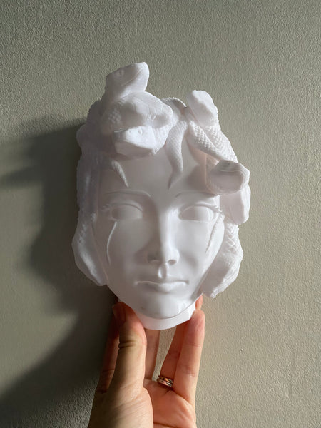 SECONDS #751 - LARGE WHITE MEDUSA WALL HANGING - YELLOW MARK ON CHIN