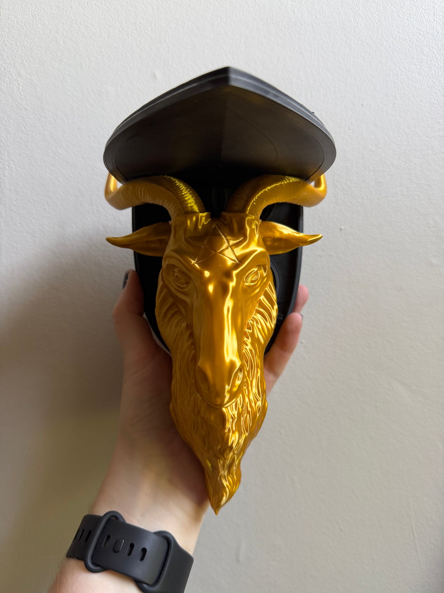 SECONDS #5 - Black/gold Baphomet Wall Shelf