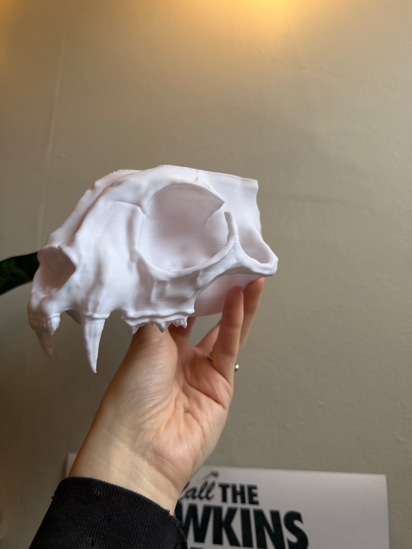 SECONDS #14 - WHITE CAT SKULL PLANTER - VARIOUS SMALL MARKS