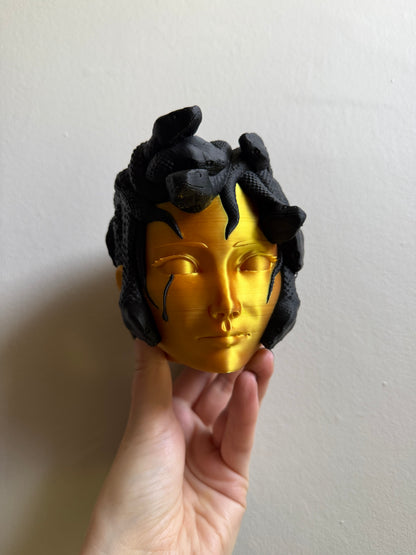SECONDS #1 - Black/Gold Medusa Small Desk Planter