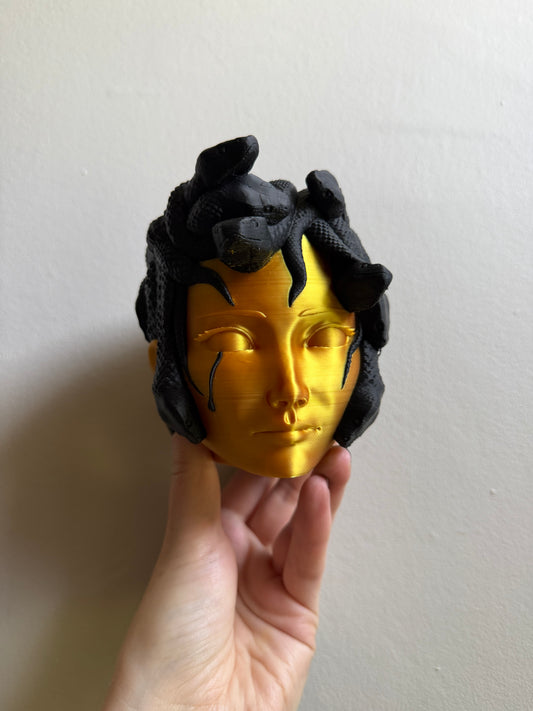 SECONDS #1 - Black/Gold Medusa Small Desk Planter