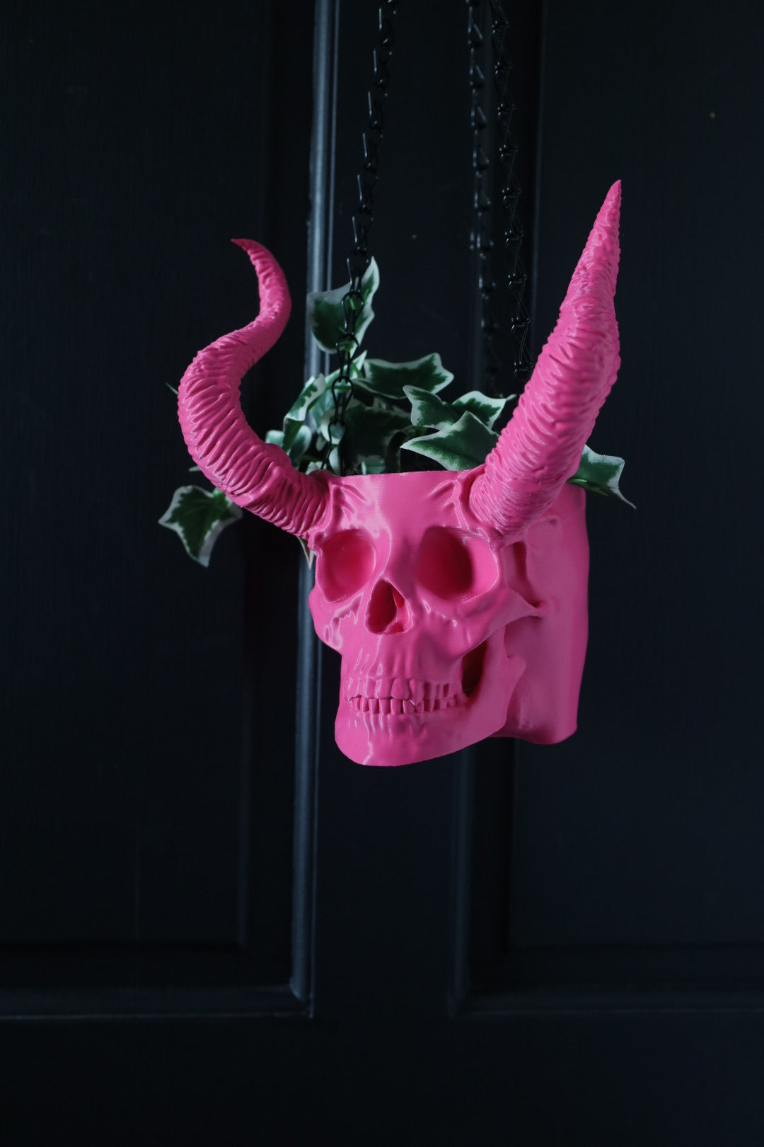 Horned Skull Hanging Planter