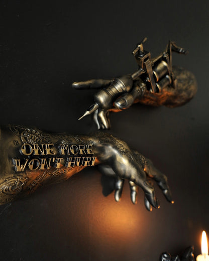 ‘One more won’t hurt’ tattoo arm wall hangings