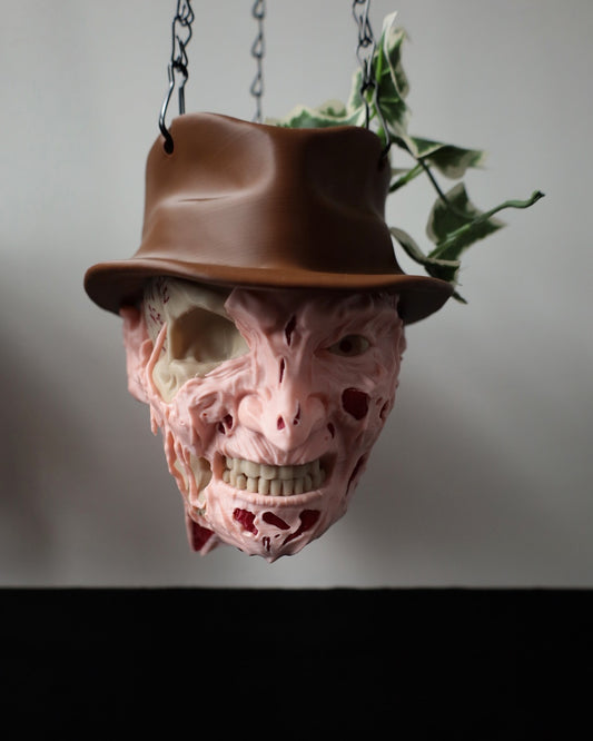 Freddy Krueger hanging planter from the horror film nightmare on elm street. 