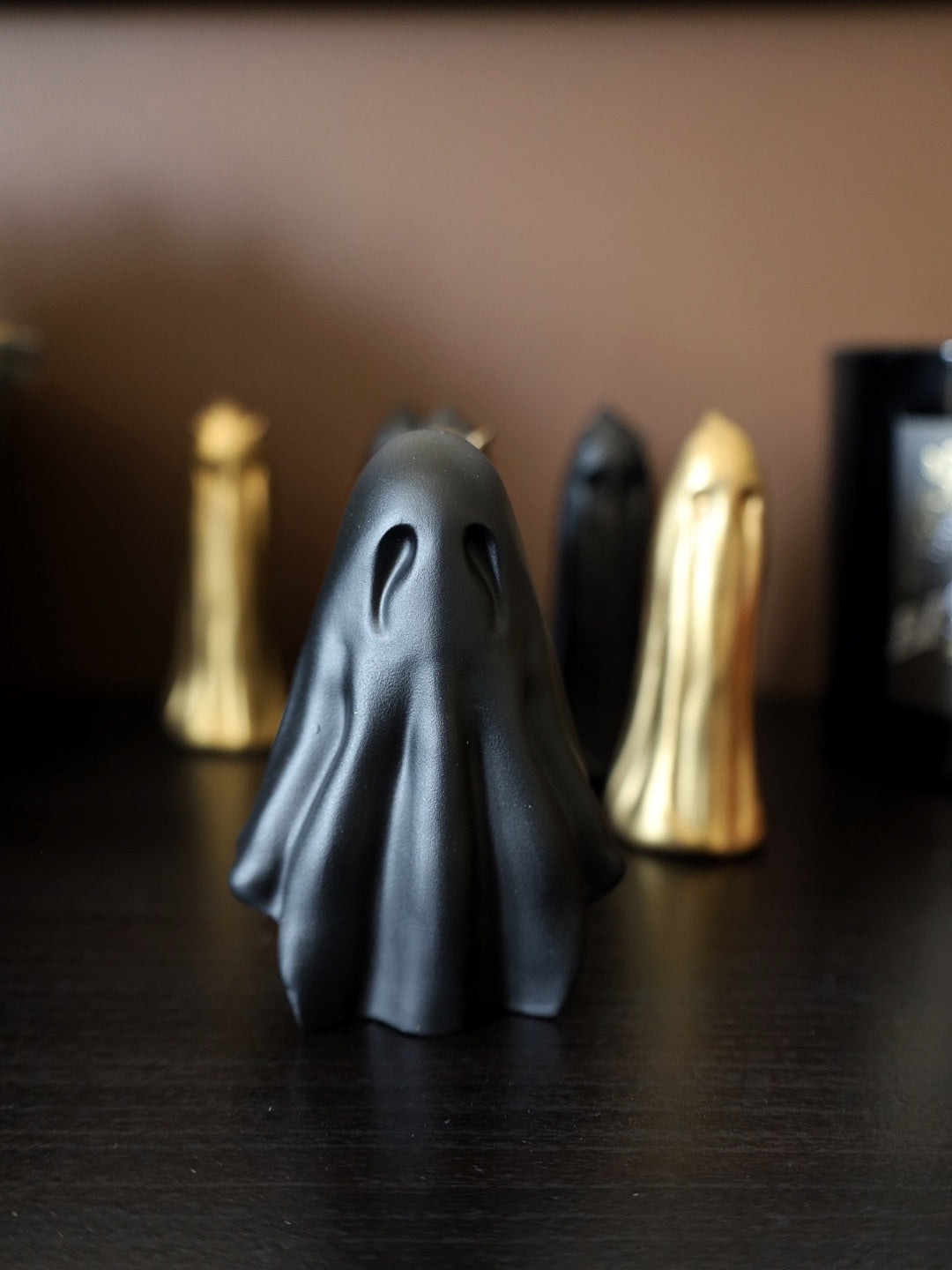 Black spooky ghost ornament. Gothic home decor perfect for ghost collectors