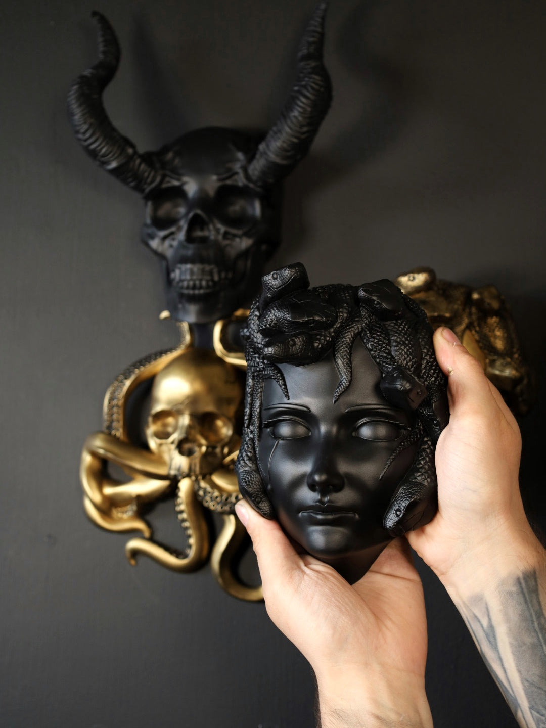 Greek mythology medusa wall art with snakes for hair. Gothic home decor piece for gallery wall or living room wall decor