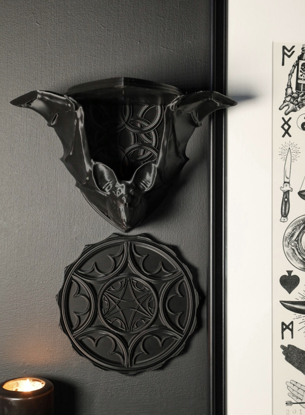 Gothic black bat living room wall decor for alt style 
