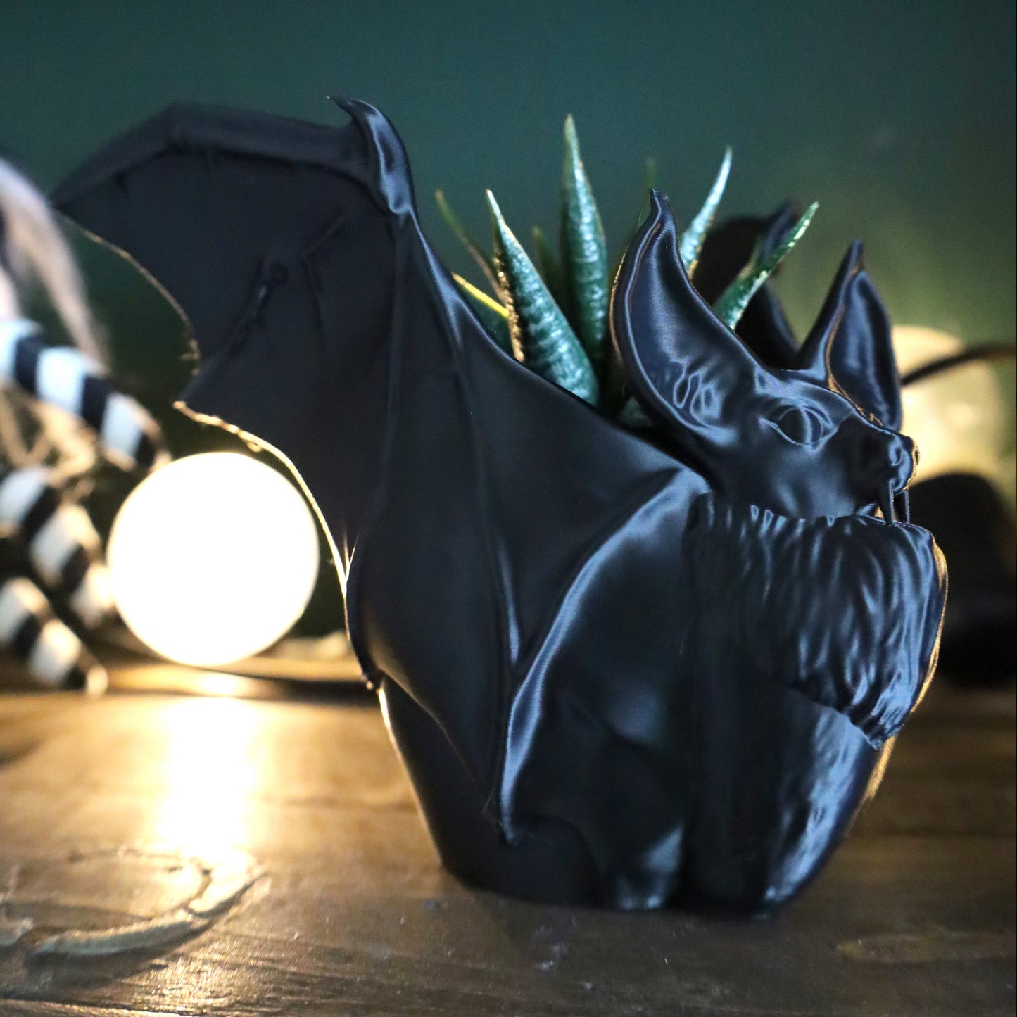 Gothic black bat planter to add to your goth home decor