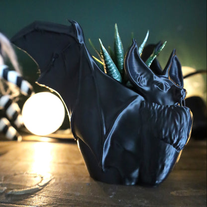 Gothic black bat planter to add to your goth home decor