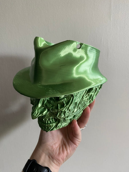SECONDS #299 -THE NIGHTMARE HANGING PLANTER TROPICAL GREEN - ROUGH TEXTURE ON HAT