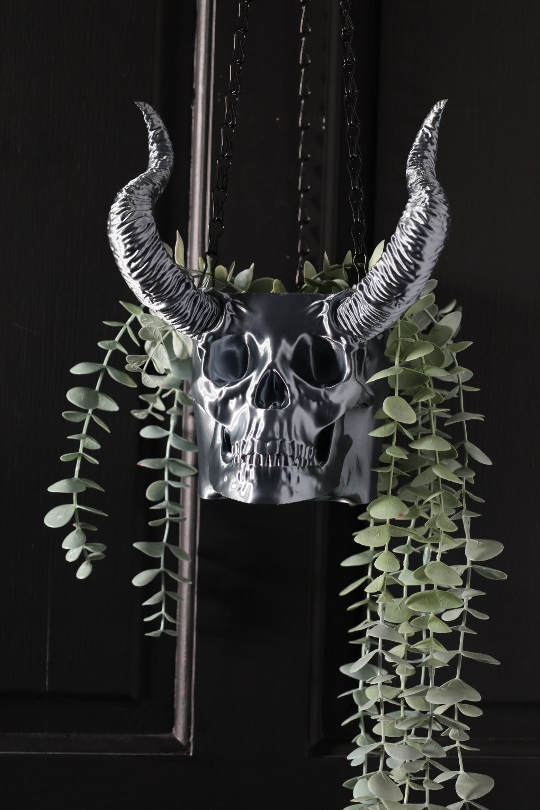 Horned Skull Hanging Planter