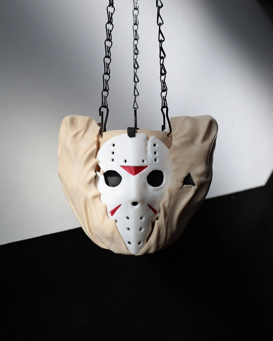 Jason Voorhees hanging planter inspired by the horror/slasher film Friday The 13th. Horror gifts.