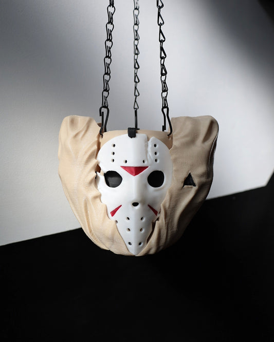 Jason Voorhees hanging planter inspired by the horror/slasher film Friday The 13th. Horror gifts.