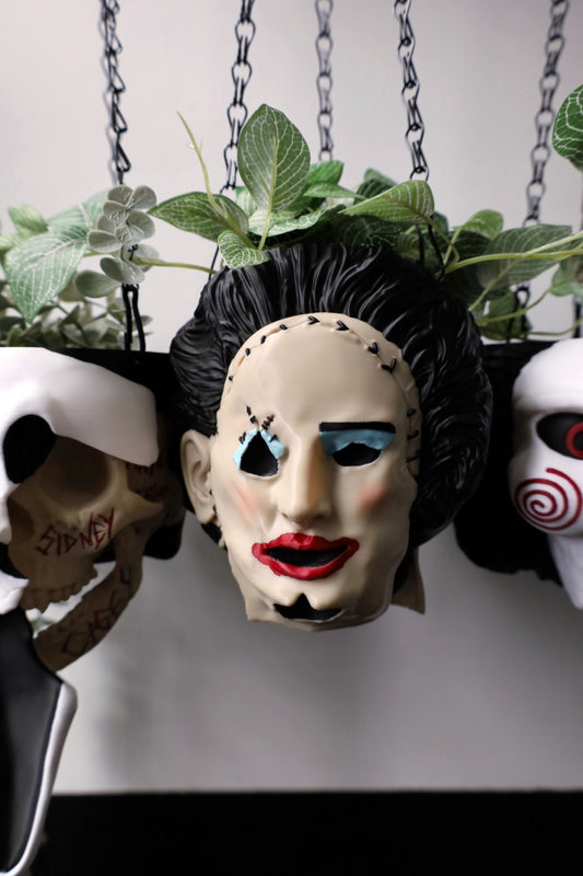 Leatherface pretty woman mask plant pot inspired by horror movie Texas Chainsaw Massacre
