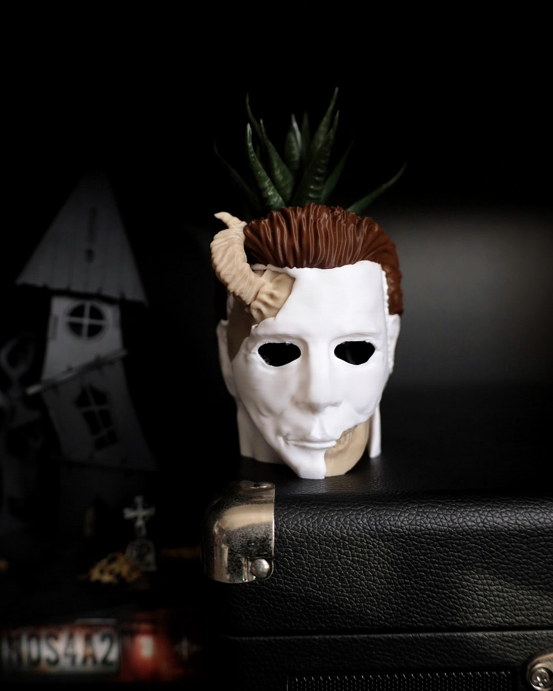 Michael Myers hanging planter inspired by the slasher horror film Halloween. Horror gifts