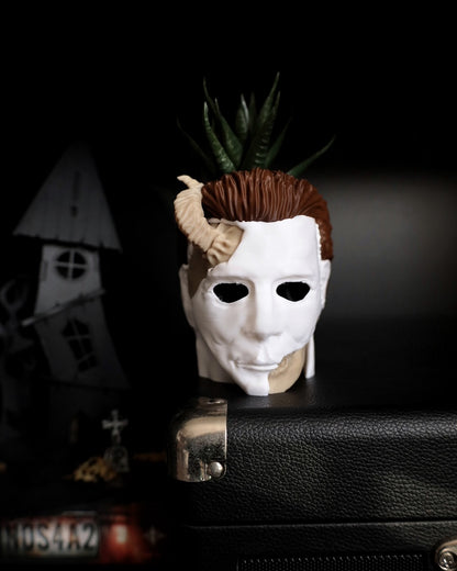 Michael Myers hanging planter inspired by the slasher horror film Halloween. Horror gifts