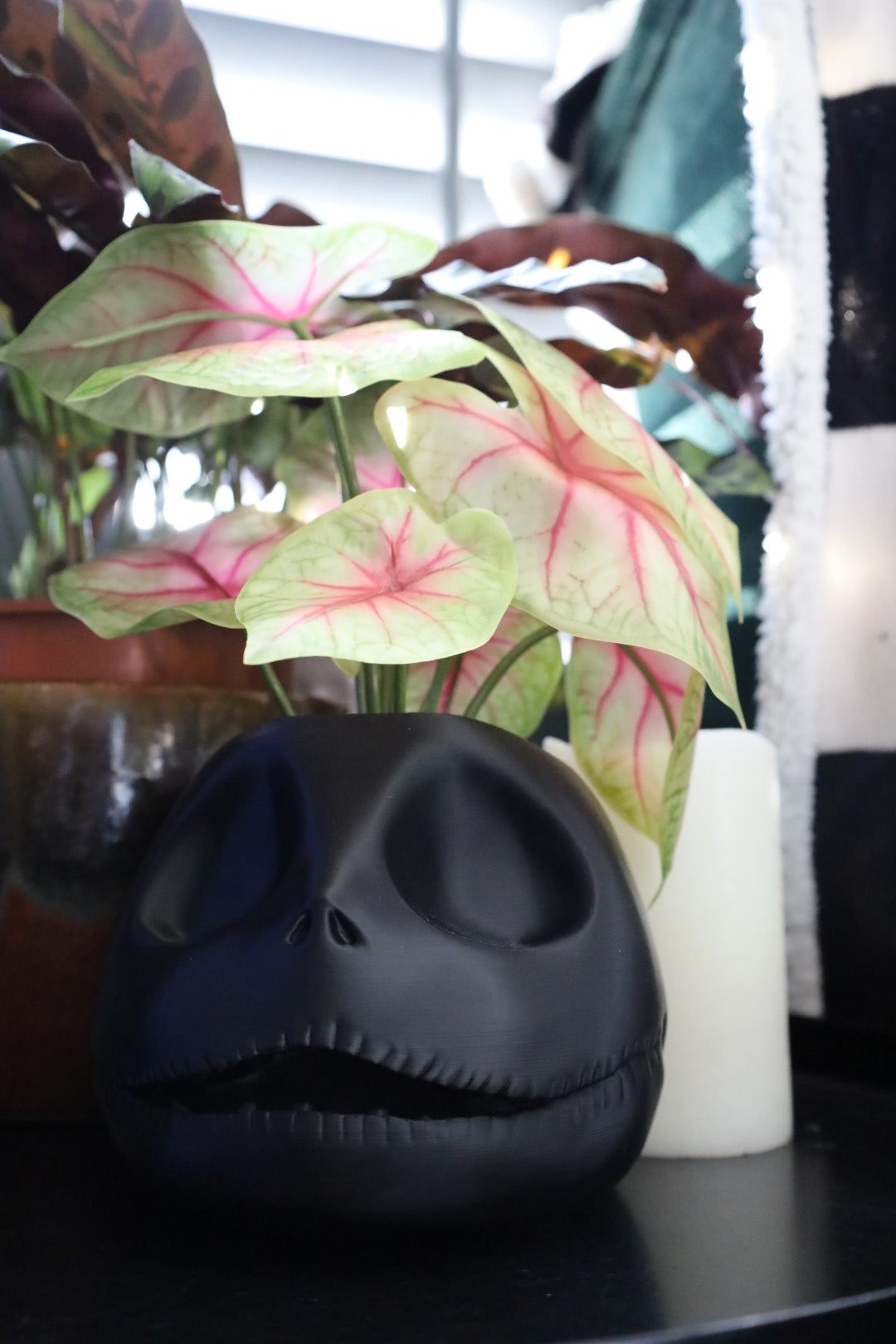 Nightmare before christmas inspired plant pot of pumpkin king jack. Halloween decorations