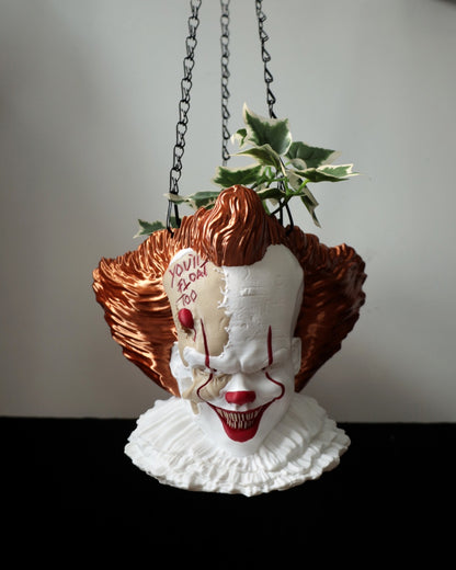 Pennywise plant pot inspired by stephen king's horror movie IT. Great horror home decor