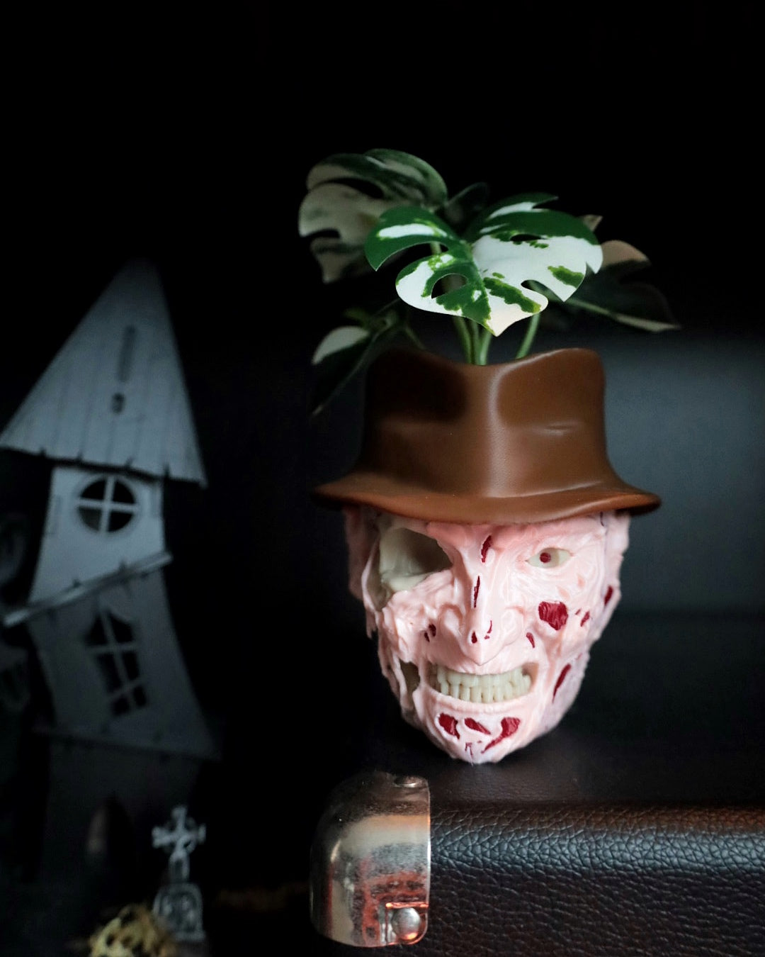 Freddy kruegers head as a plant pot from the horror film a nightmare on elm street. Horror gifts