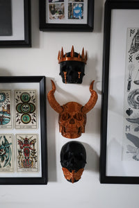 SECONDS #21/#22 - SMALL HORNED SKULL WALL HANGING COPPER - PITTED & LINED TEXTURE