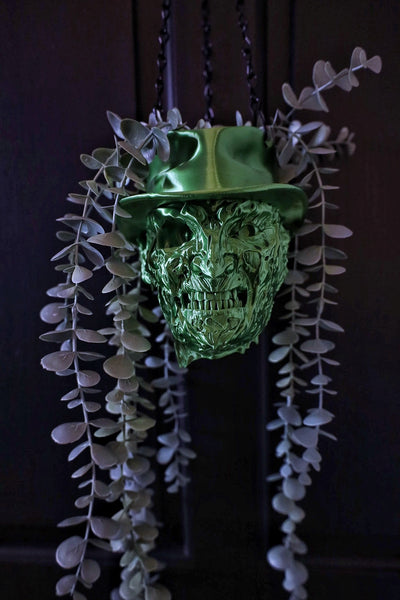 SECONDS #299 -THE NIGHTMARE HANGING PLANTER TROPICAL GREEN - ROUGH TEXTURE ON HAT