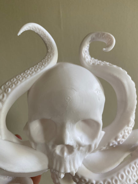 SECONDS #234/#235 - LARGE WHITE OCTOPUS SKULL WALL HANGING - BOBBLED TEXTURE& SMALL HOLES